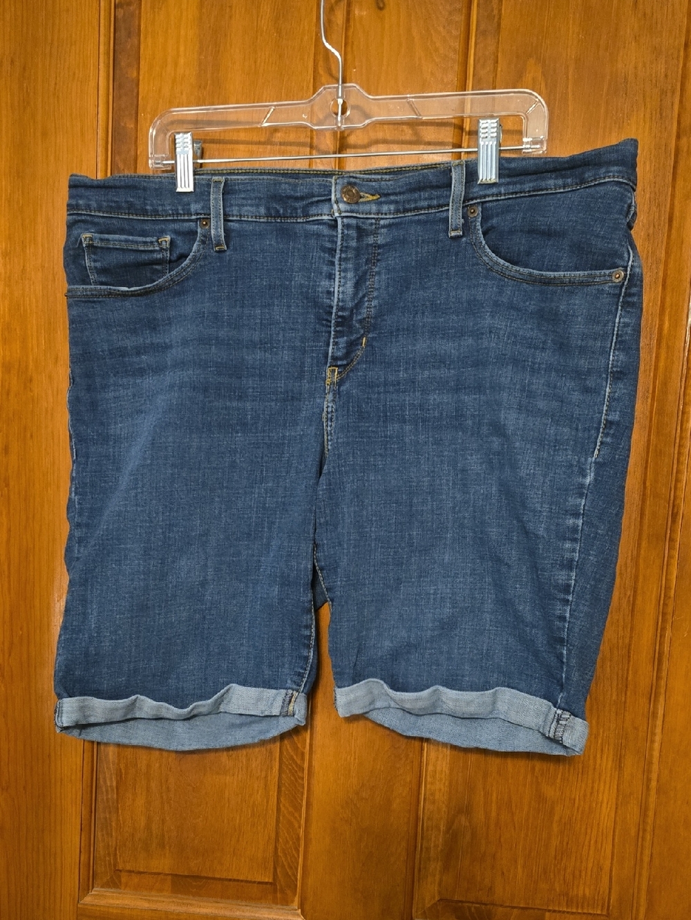 Levi's Dark Roll-Cuff Bermuda Indigo Denim Shorts